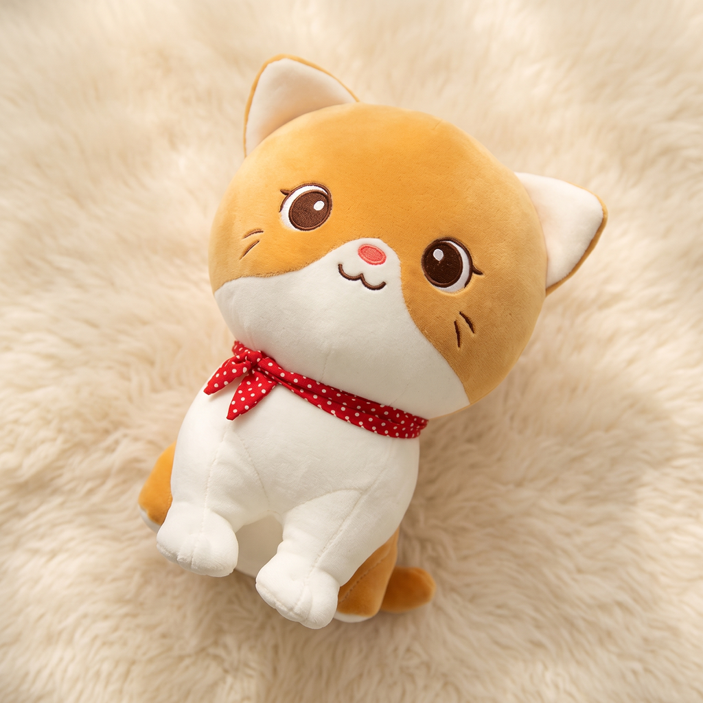 Rode kitten knuffel met sjaal
