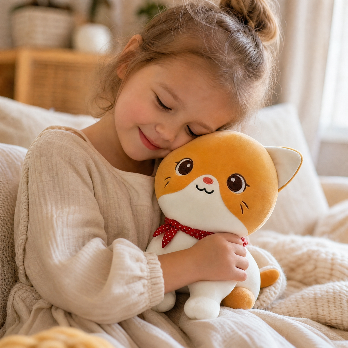 Rode kitten knuffel met sjaal
