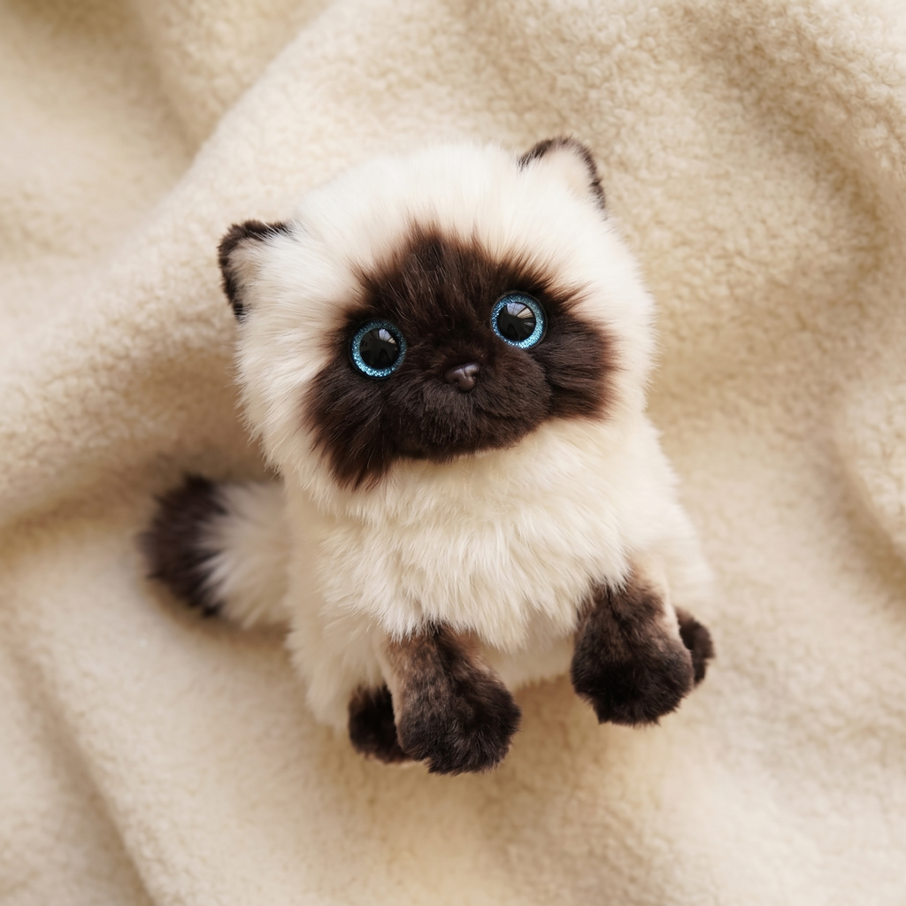 Siamese kitten knuffel met blauwe ogen