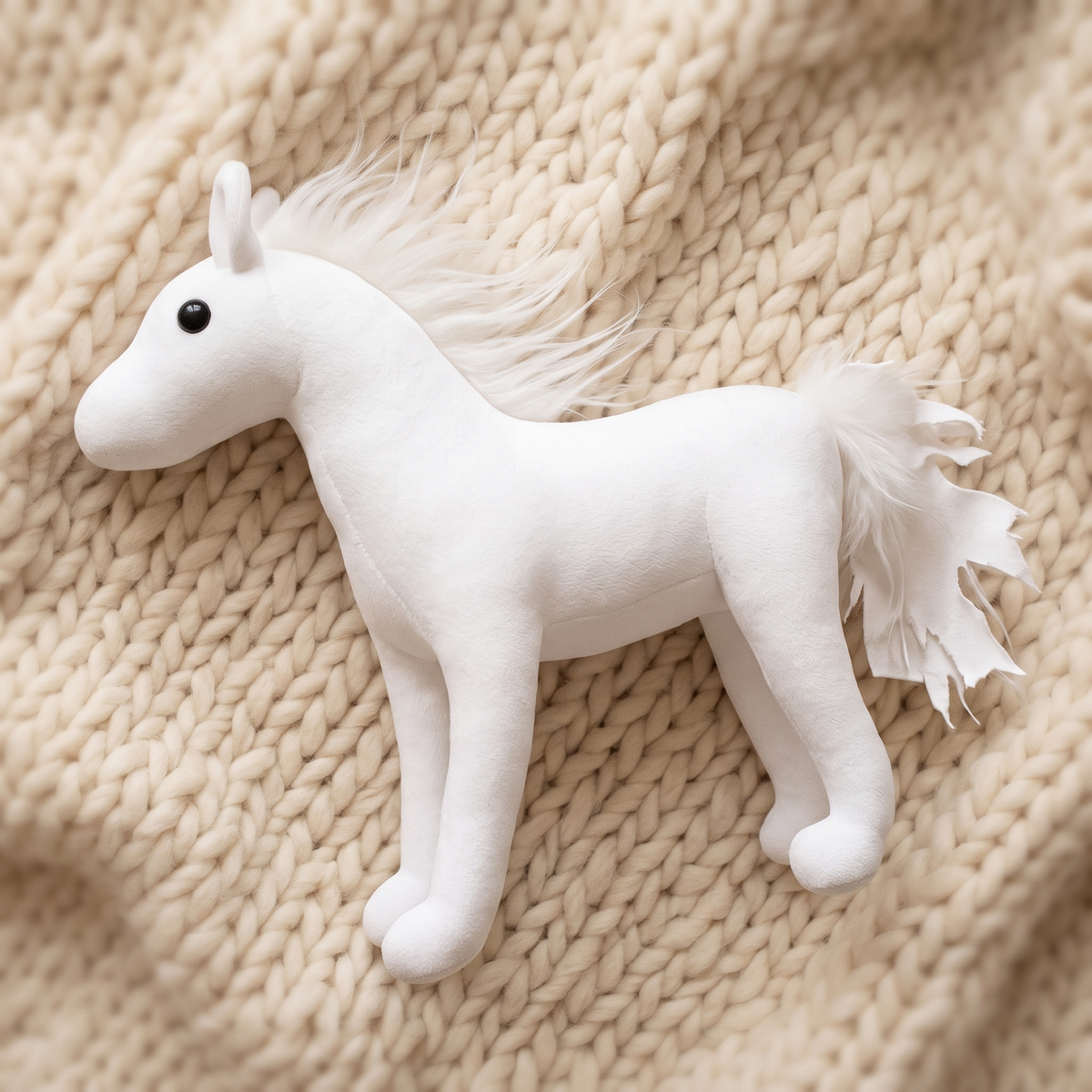 Wit paard knuffel met manen