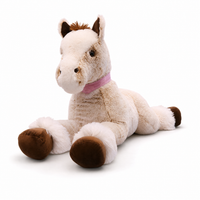 Reusachtige liggende beige paard knuffel 90 cm