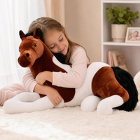Reusachtige paard knuffel wit bruin 70 cm