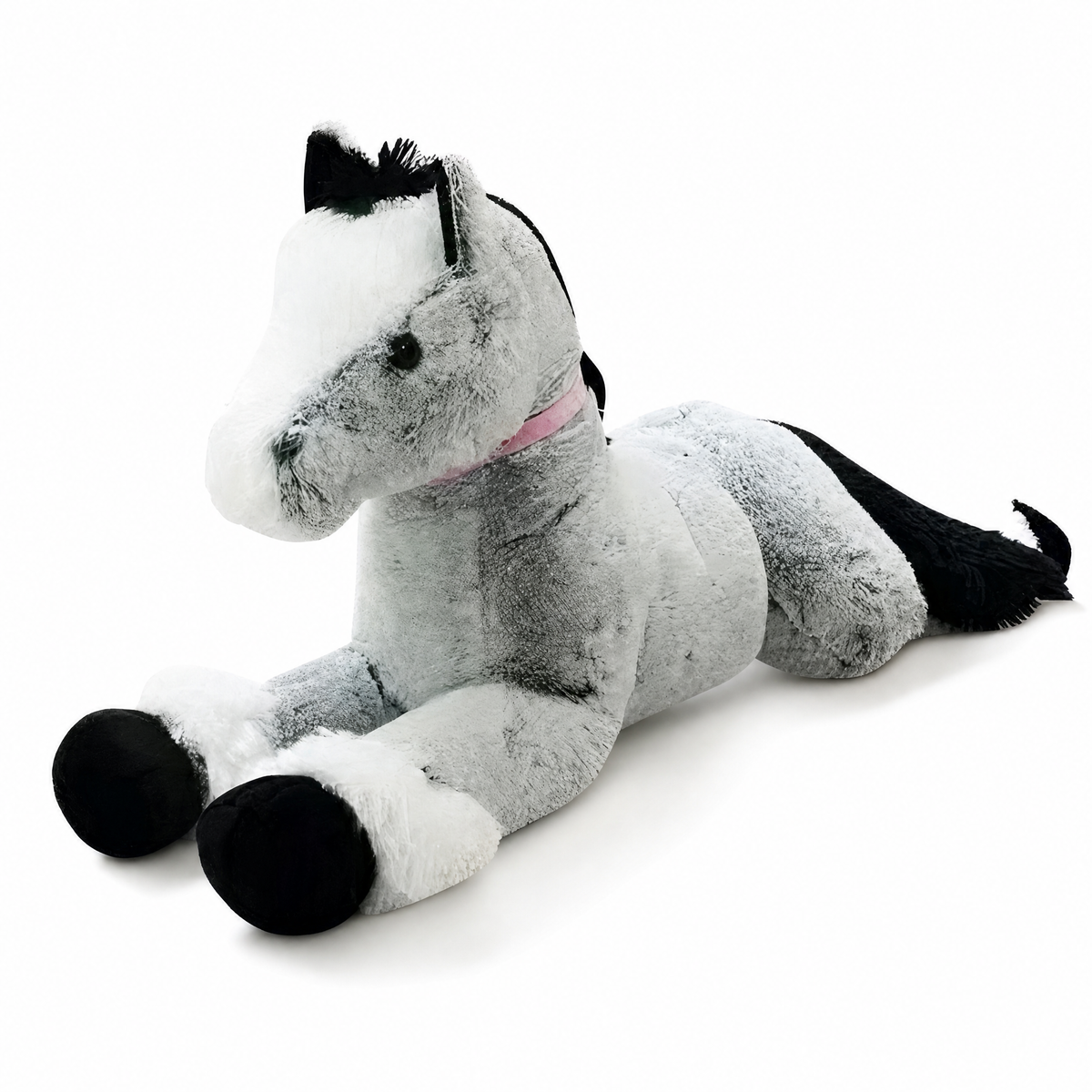 Reusachtige paard knuffel grijsblauw 90 cm