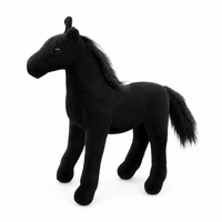 Zwart paard knuffel met zijdeachtige manen