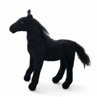 Zwart paard knuffel met zijdeachtige manen