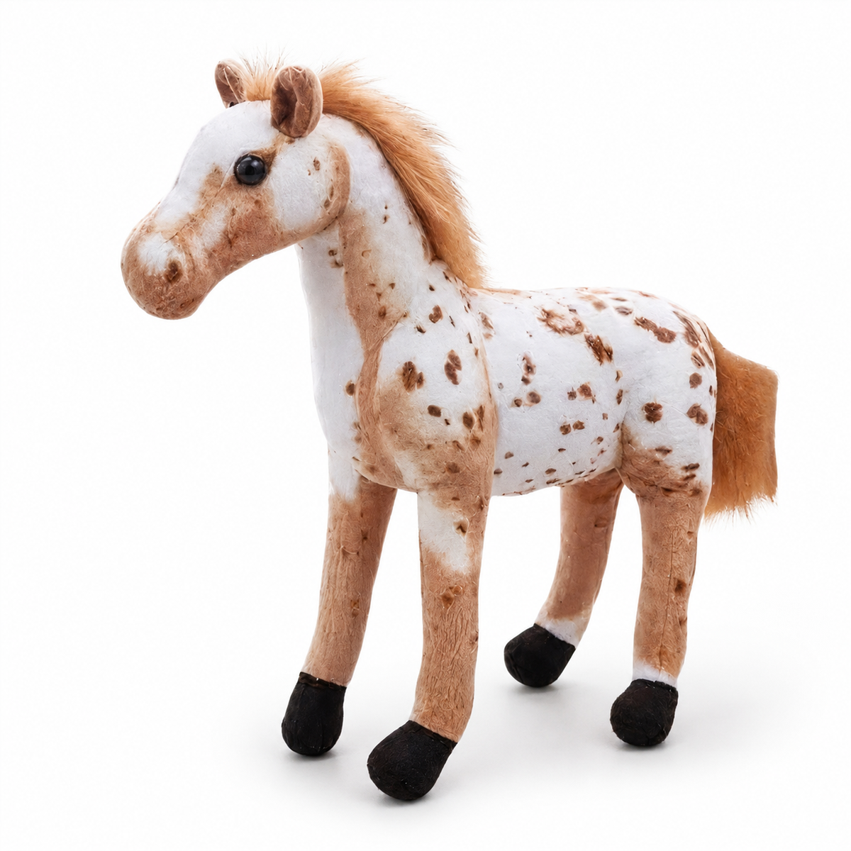 Realistische paard knuffel wit en bruin