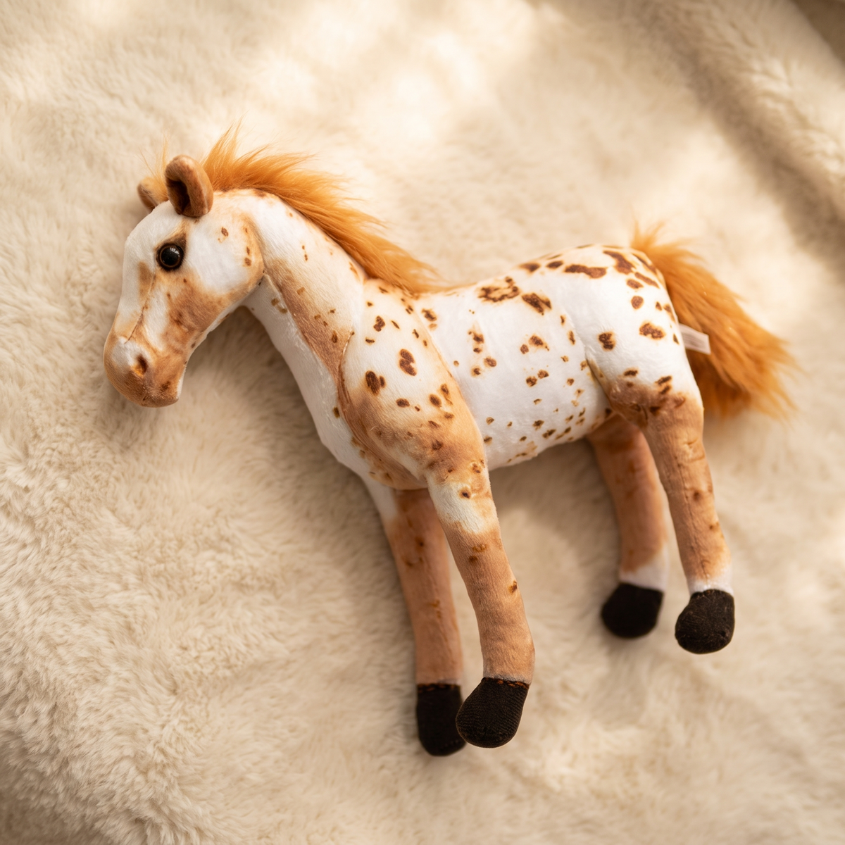 Realistische paard knuffel wit en bruin
