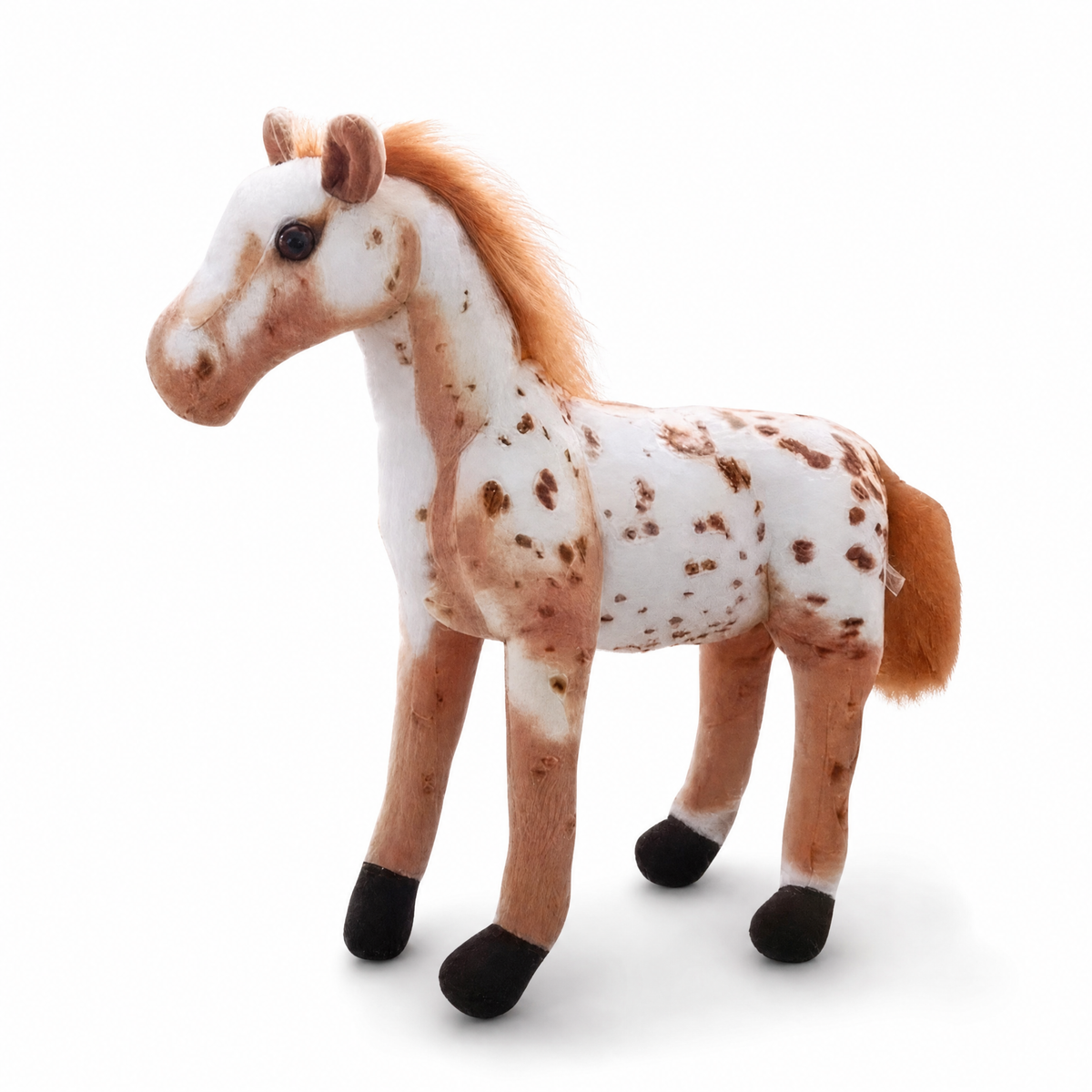 Realistische paard knuffel wit en bruin