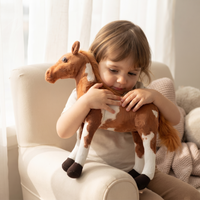 Realistische paard knuffel bruin en wit