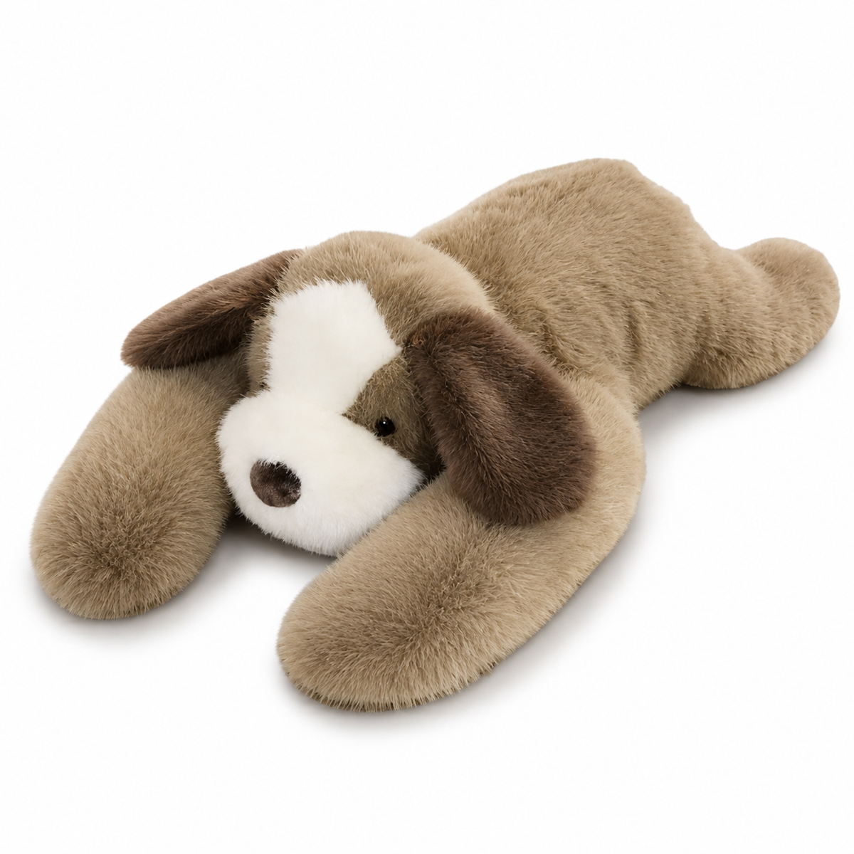 Rustgevende verzwaarde beige hond knuffel