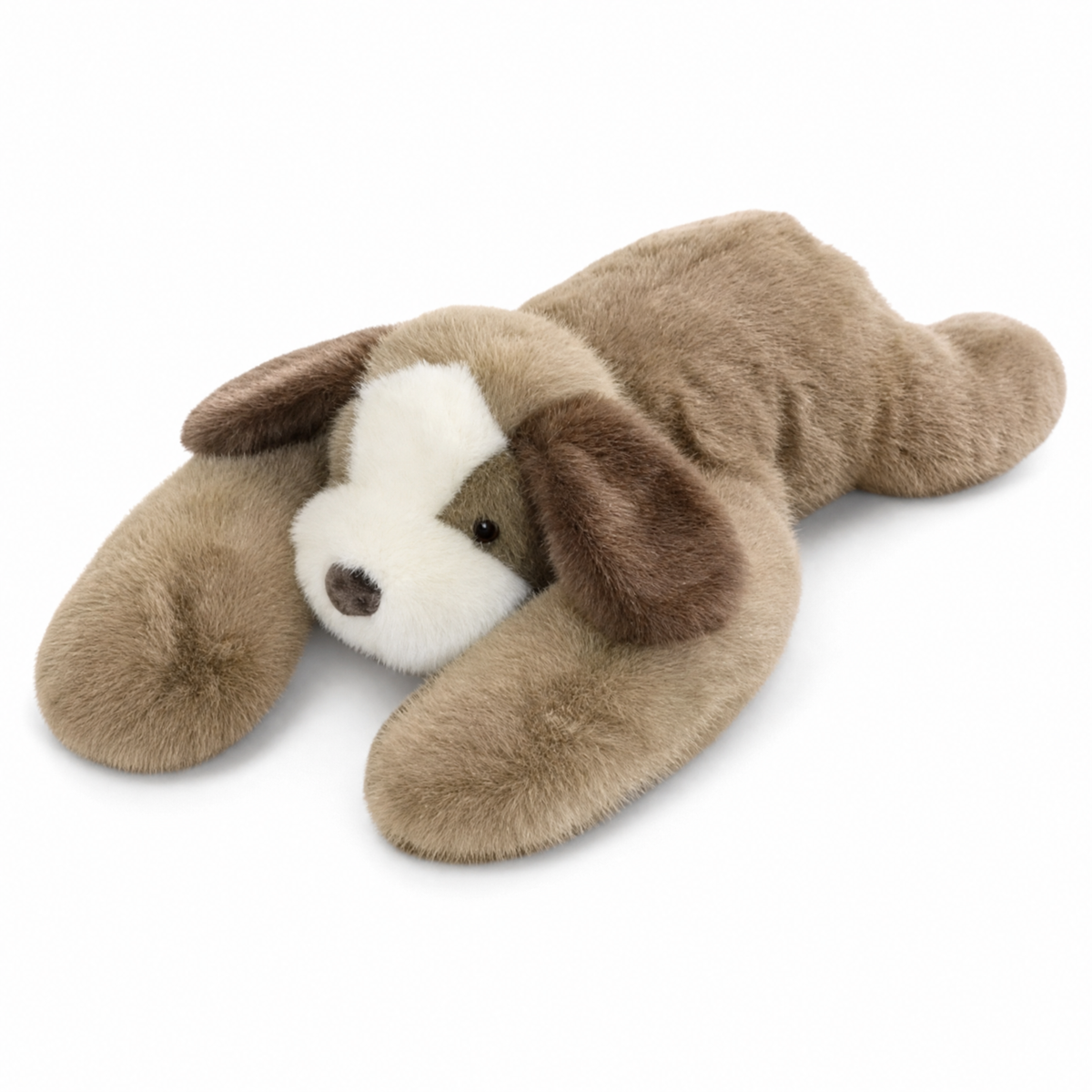 Rustgevende verzwaarde beige hond knuffel