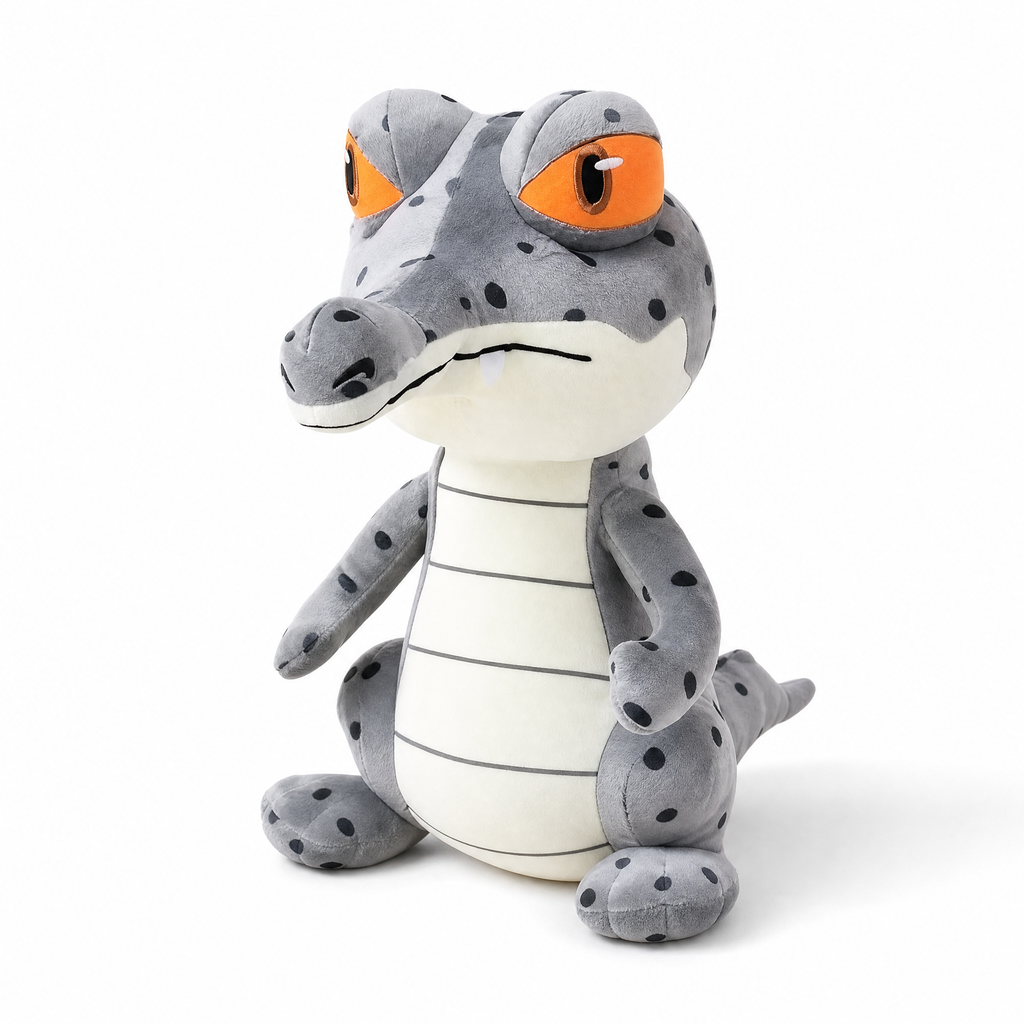Krokodil knuffel met grote expressieve ogen