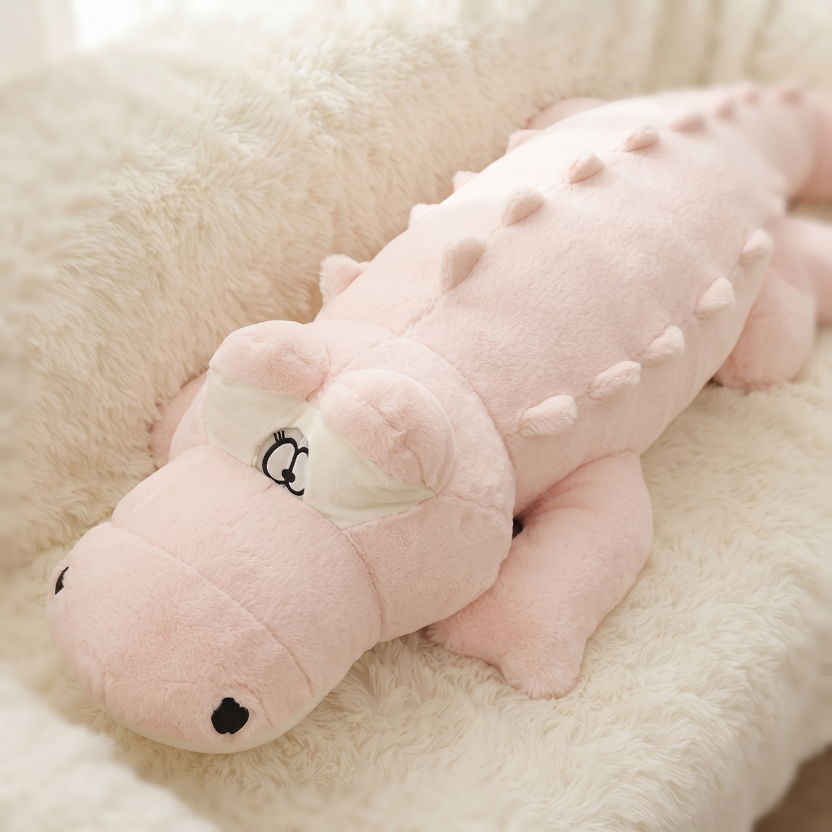 Reusachtige roze krokodil knuffel