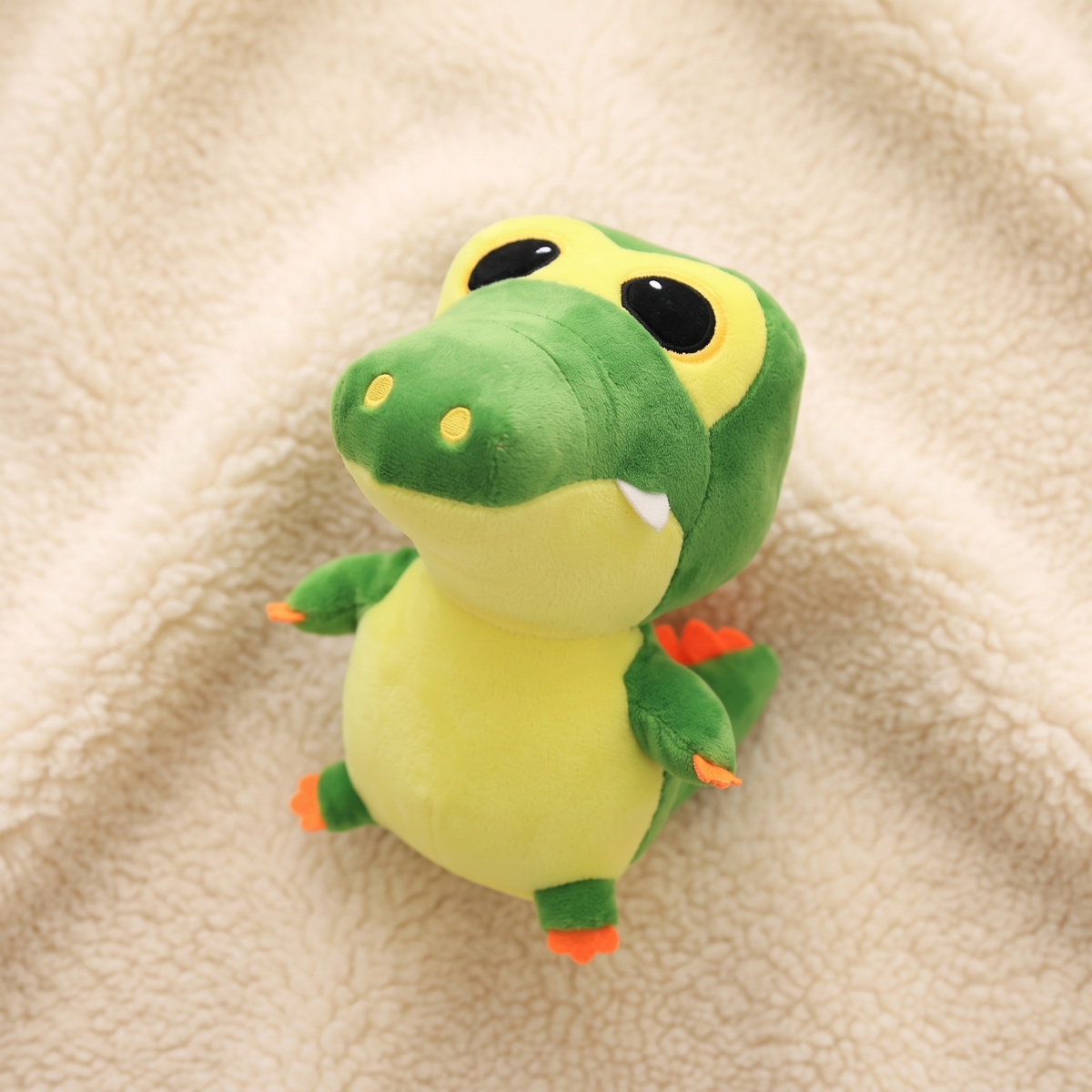 Kawaii krokodil knuffel groen en geel
