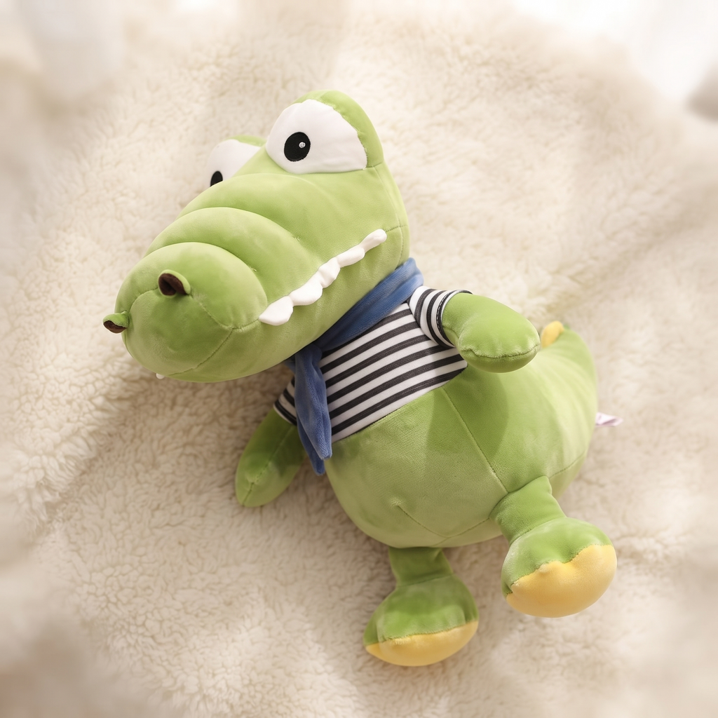 Baby krokodil knuffel in streepjestrui