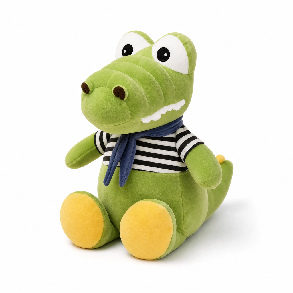 Baby krokodil knuffel in streepjestrui
