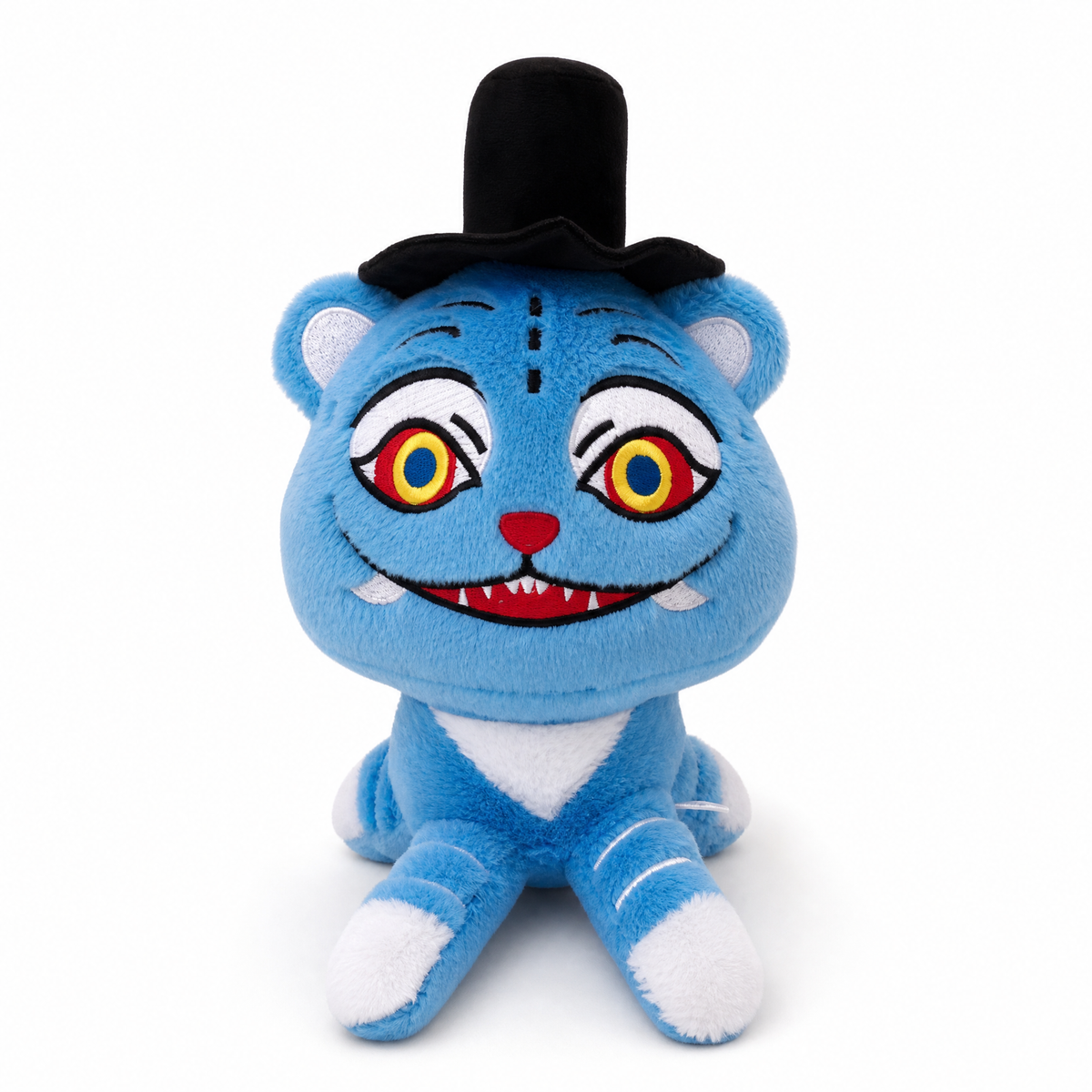 Decoratieve blauwe tijger knuffel met hoed