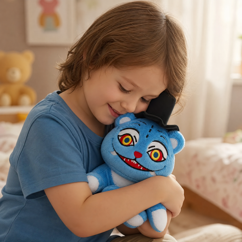 Decoratieve blauwe tijger knuffel met hoed