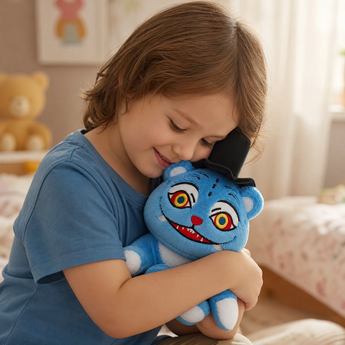 Decoratieve blauwe tijger knuffel met hoed