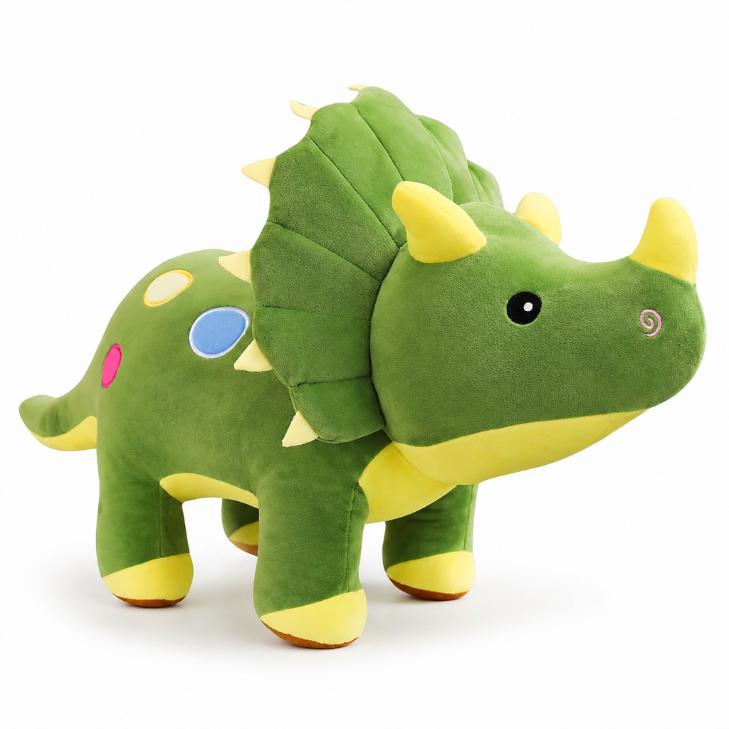 Superzachte groene triceratops dinosaurus knuffel
