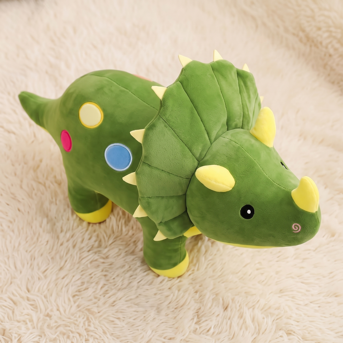 Superzachte groene triceratops dinosaurus knuffel