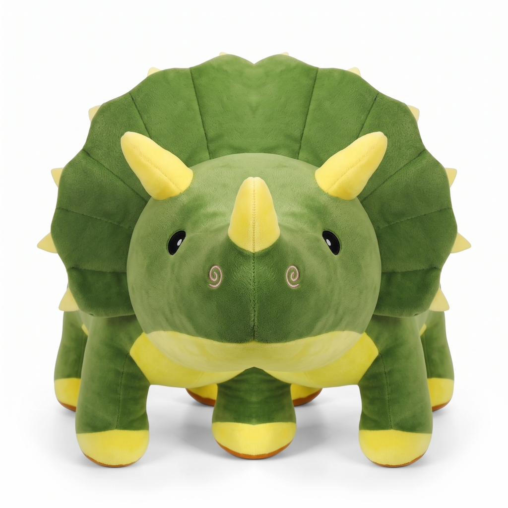 Superzachte groene triceratops dinosaurus knuffel