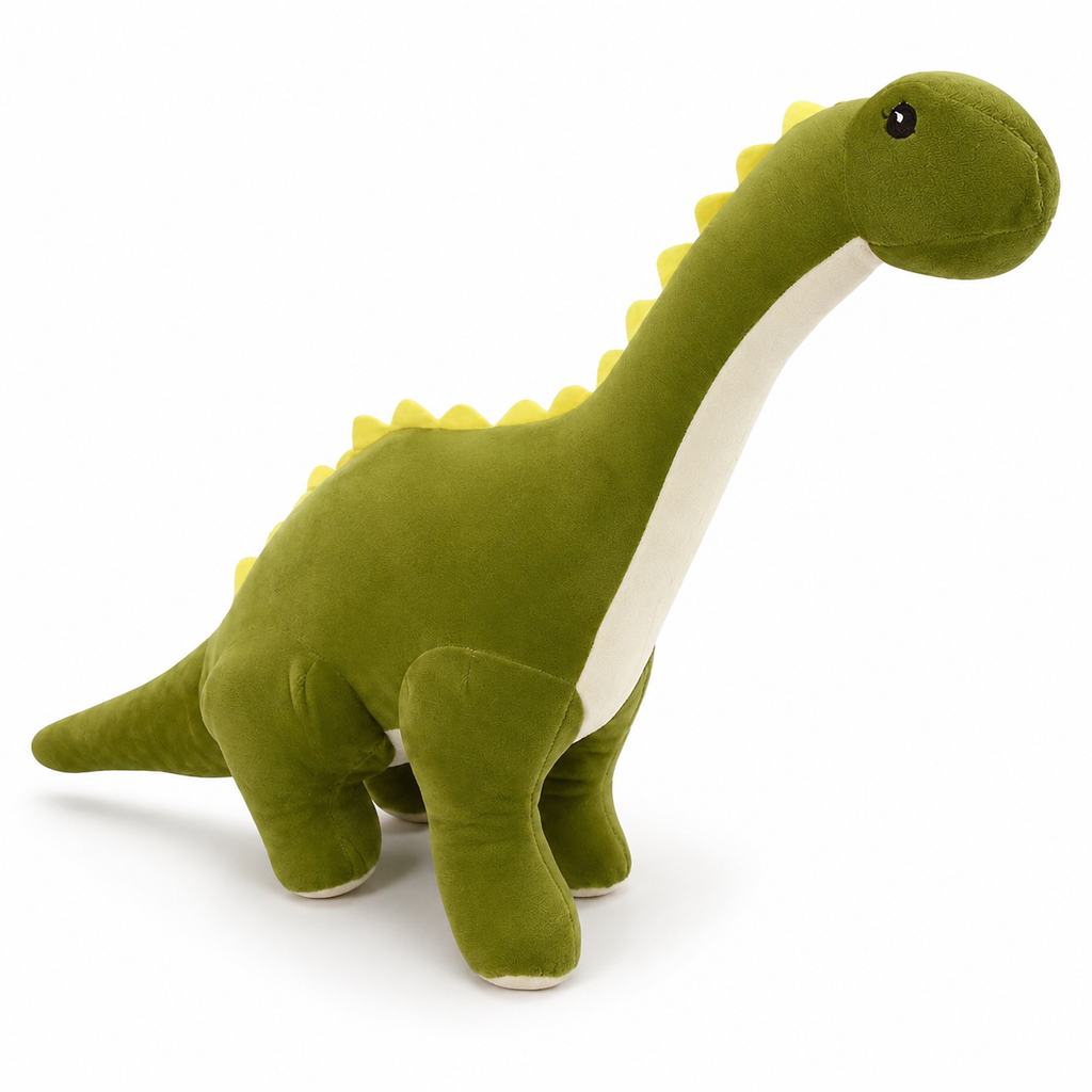 Groene diplodocus knuffel met lange nek