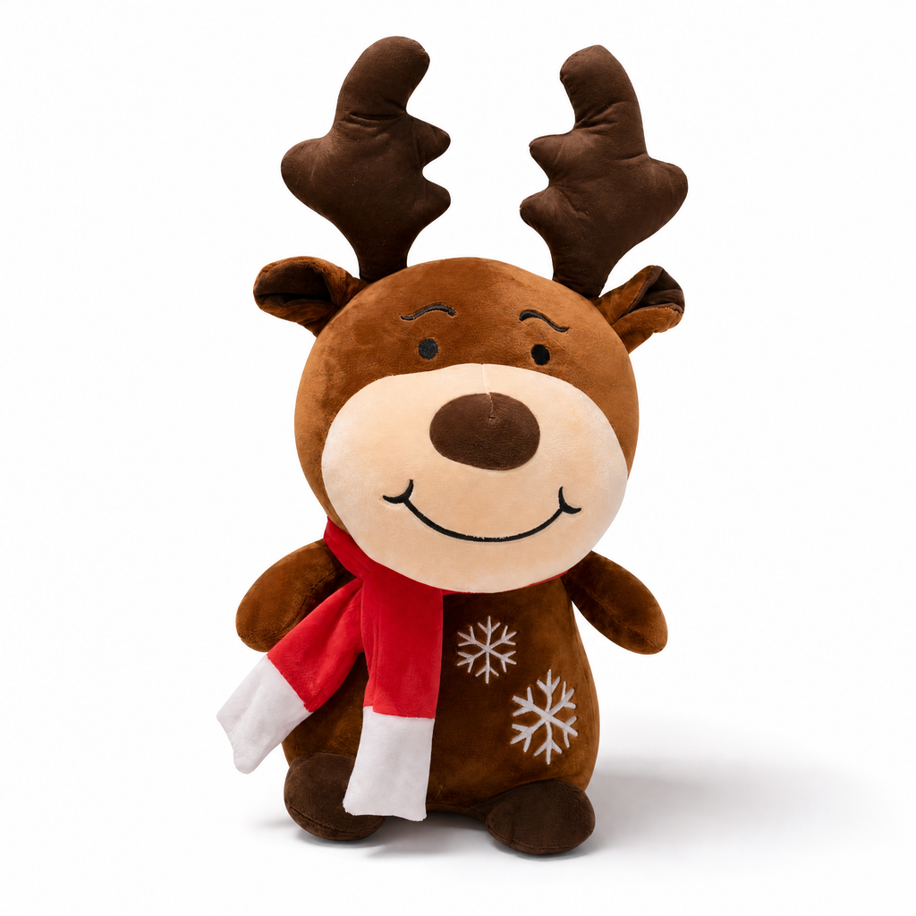 Kerst hert knuffel kind met sjaal