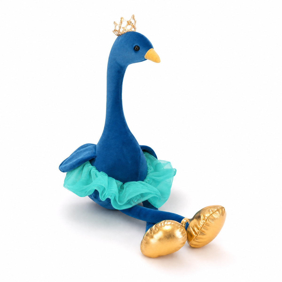 Blauwe flamingo knuffel met gouden kroon