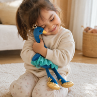 Blauwe flamingo knuffel met gouden kroon