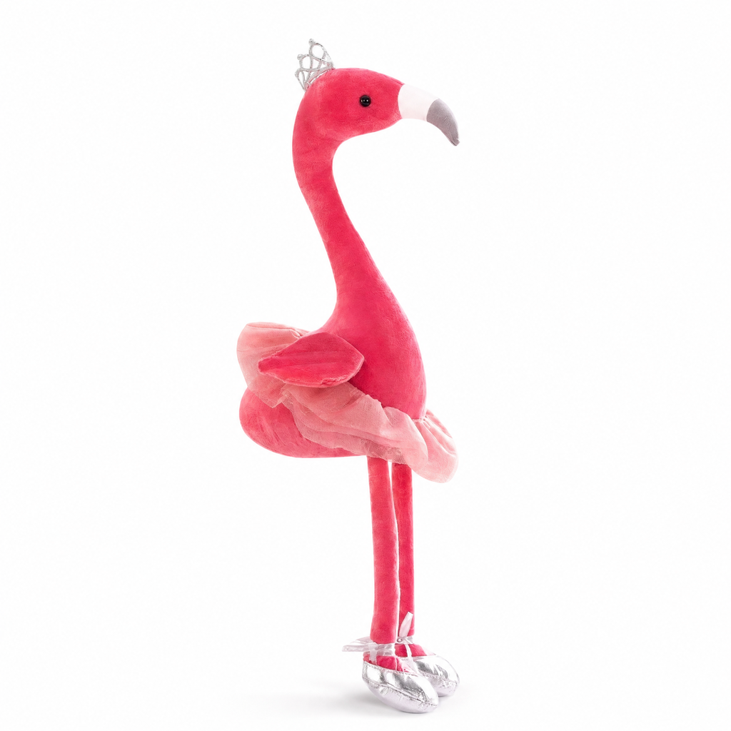 Roze flamingo knuffel 35 cm met zachte kroon