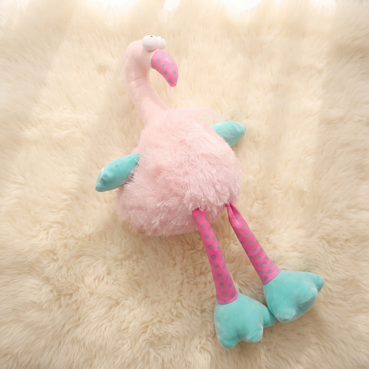 Kleurrijke roze flamingo knuffel