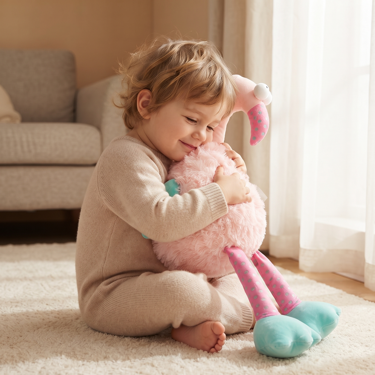 Kleurrijke roze flamingo knuffel