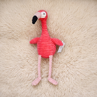 Ribfluwelen roze flamingo knuffel 30 cm