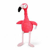 Ribfluwelen roze flamingo knuffel 30 cm