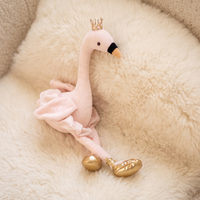 Roze flamingo ballerina knuffel met witte tutu 35 cm