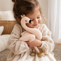 Roze flamingo ballerina knuffel met witte tutu 35 cm