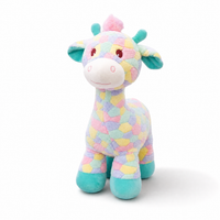 Veelkleurige regenboog giraf knuffel 30 cm