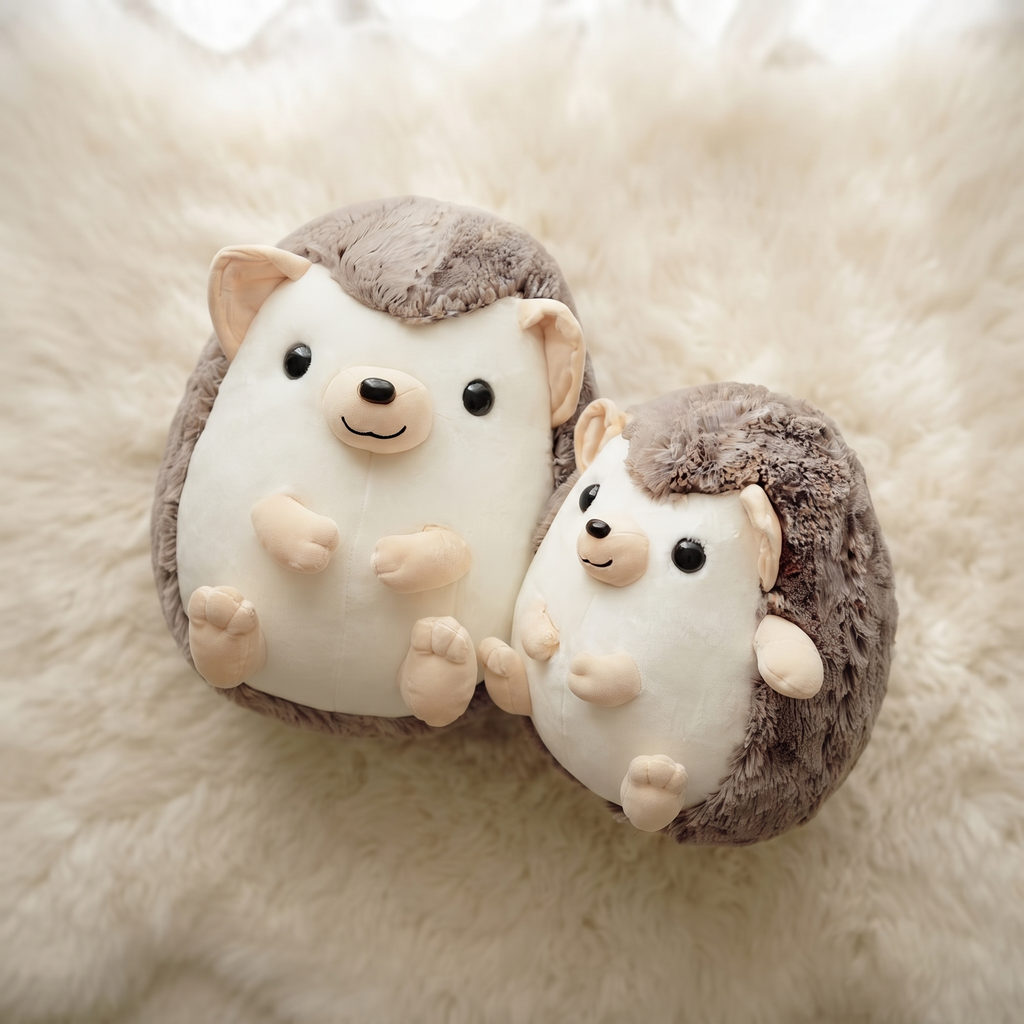 Schattige egel knuffel bruin en crème