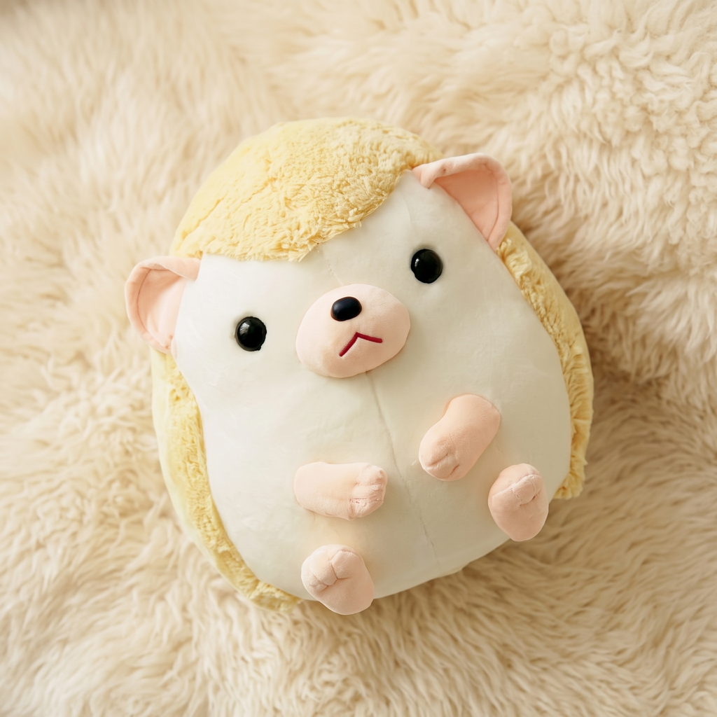 Kawaii egel knuffel geel en beige