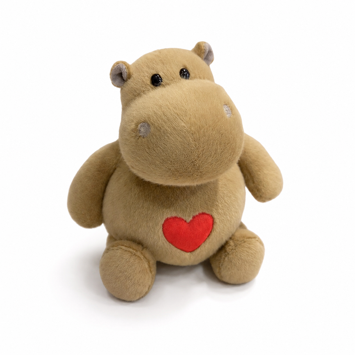 Nijlpaard knuffel met hart beige of grijs