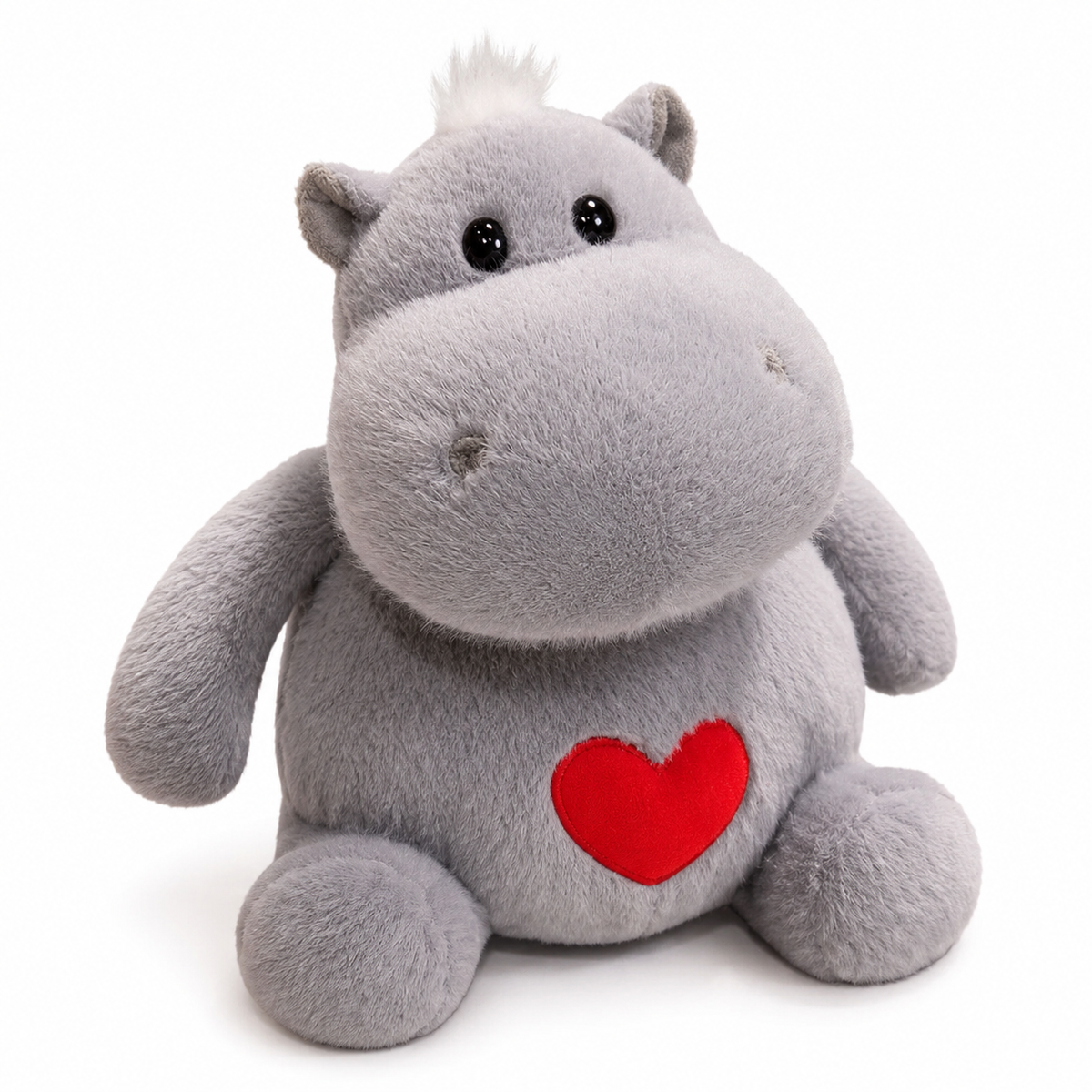 Nijlpaard knuffel met hart beige of grijs