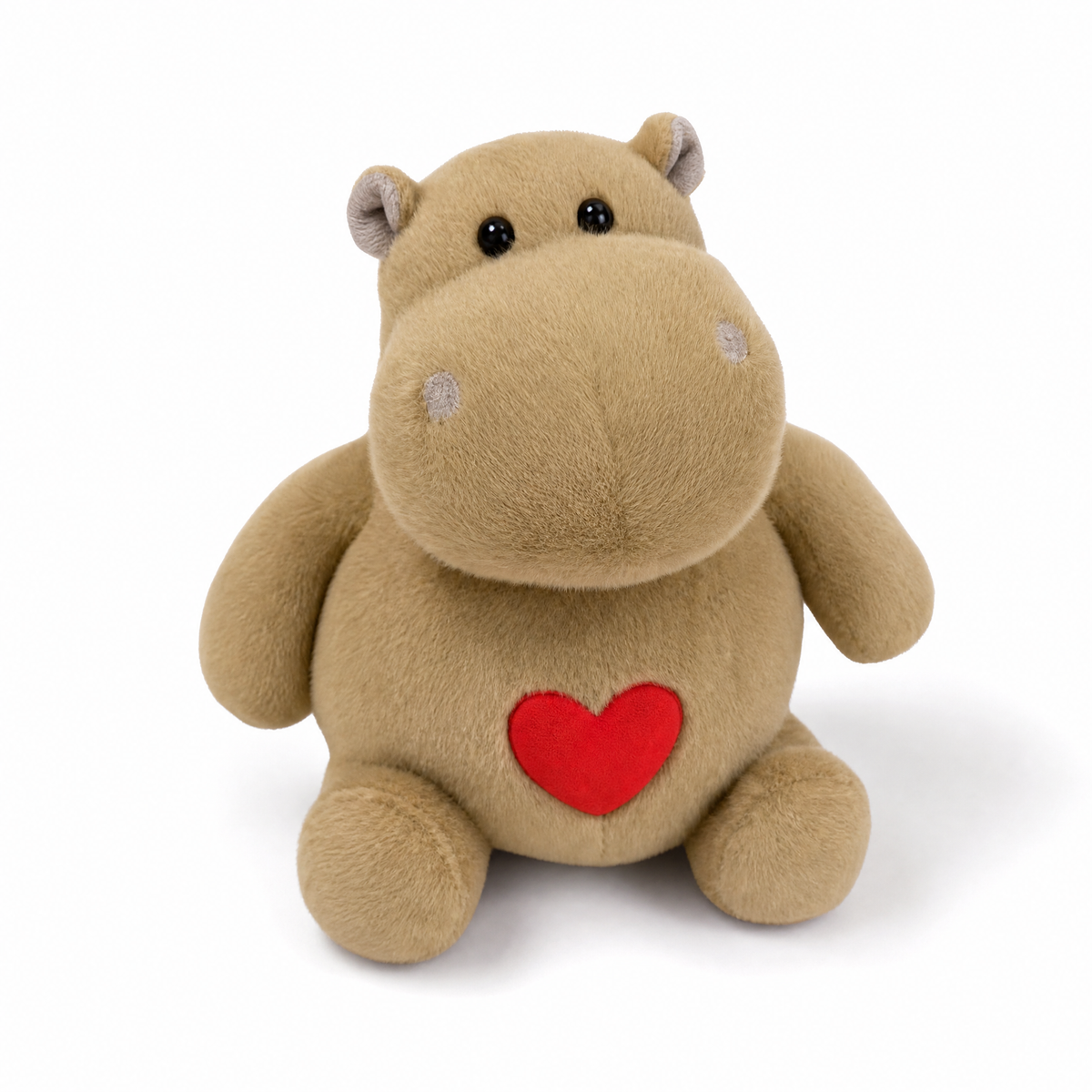 Nijlpaard knuffel met hart beige of grijs