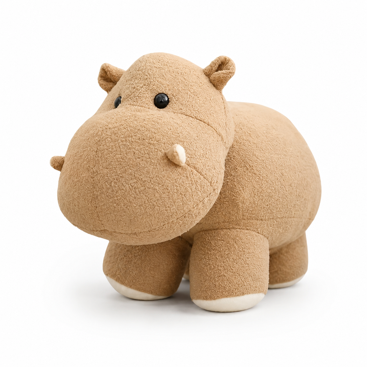Staande beige nijlpaard knuffel op vier poten