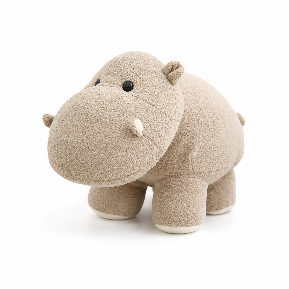 Staande beige nijlpaard knuffel op vier poten