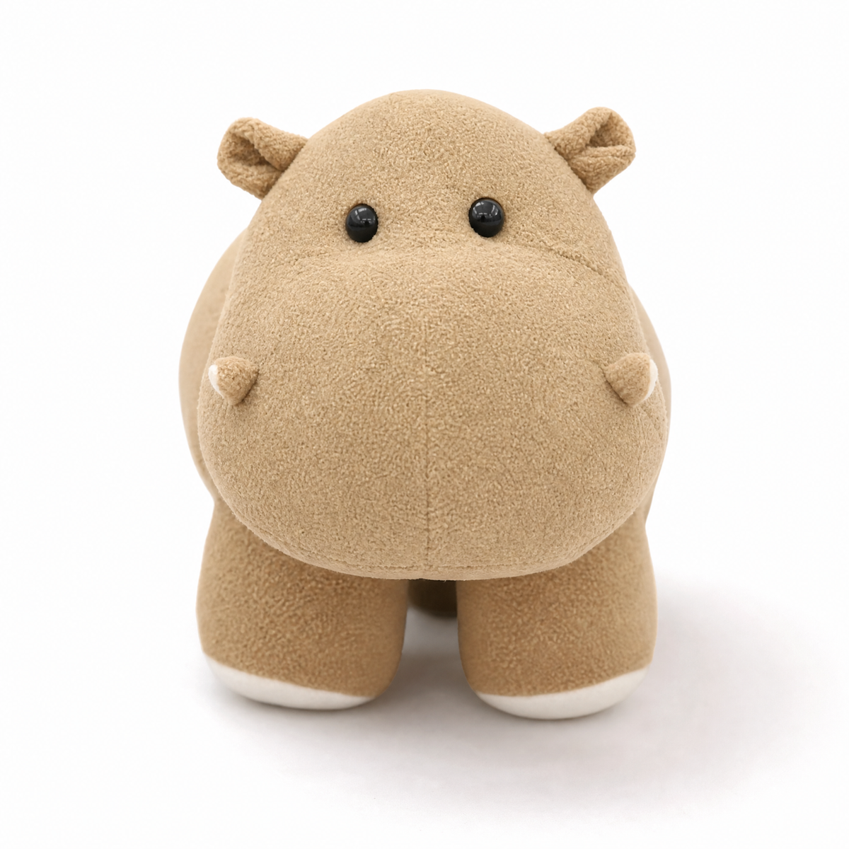 Staande beige nijlpaard knuffel op vier poten