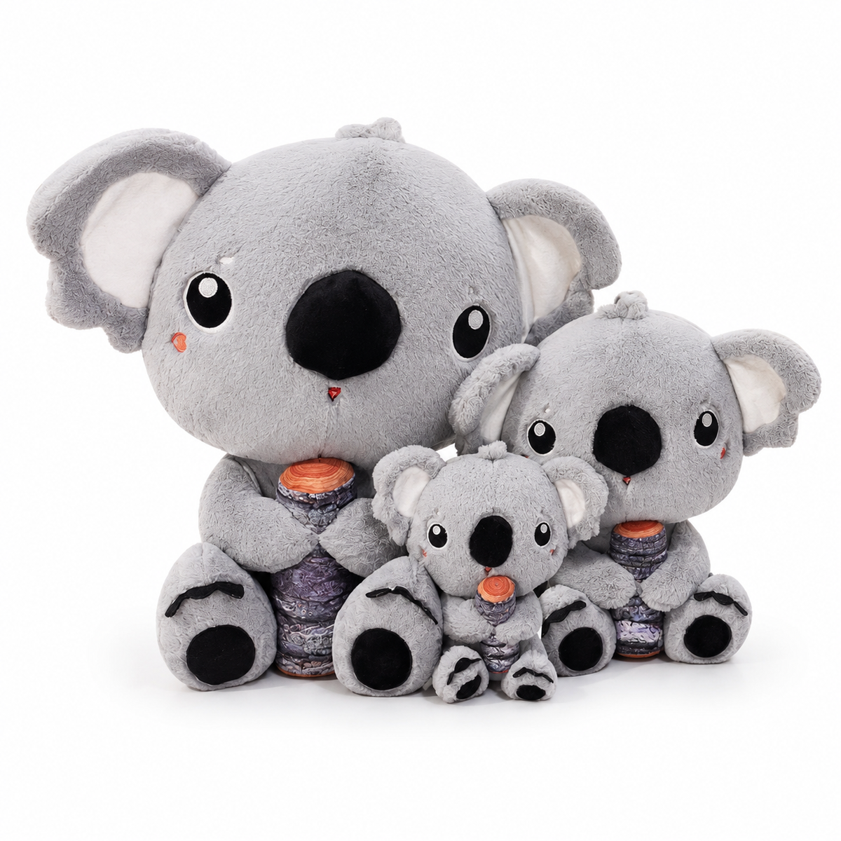 Grijze koala knuffel met bamboe