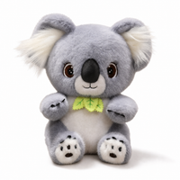 Grijze koala knuffel met eucalyptusblad