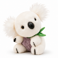 Grijs-witte koala knuffel met eucalyptusblad