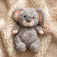 Grijze koala knuffel met eucalyptusblad 35 cm